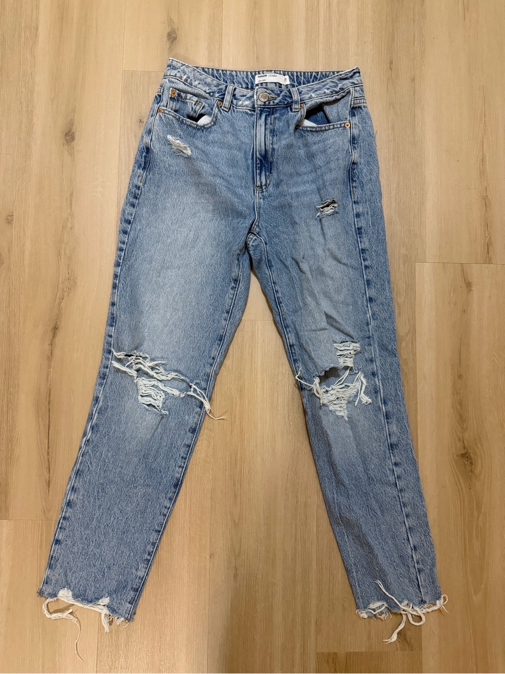 GARAGE-Classic High-Rise Distressed Women’s Jeans - Light Blue